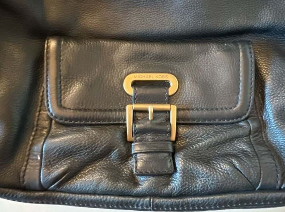 Michael Kors Black Pebbled Leather Shoulder Bag with Front Buckle Detail - Picture 2 of 7